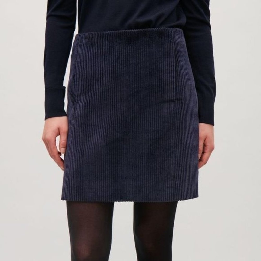 NWT COS Corduroy Navy Blue Mini Skirt